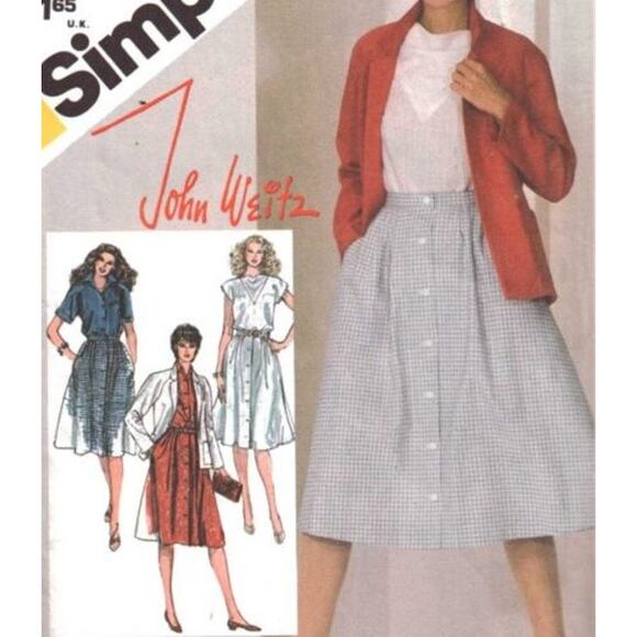 Simplicity 5438 John Weitz Pattern Top Skirt Jacket Miss 12 Uncut Pullover - Picture 1 of 5
